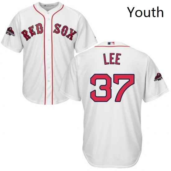 Youth Majestic Boston Red Sox 37 Bill Lee Authentic White Home Cool Base 2018 World Series Champions MLB Jersey